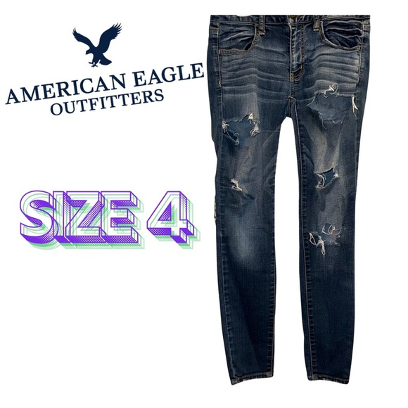 American Eagle Outfitters Denim - American Eagle Outfitters Super Stretch Distressed Jeggings - Blue